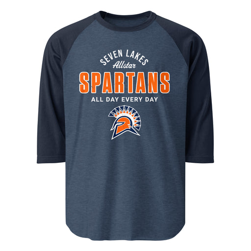 Seven Lakes High School Spartans Unisex 3/4 sleeve Raglan T-shirt 040