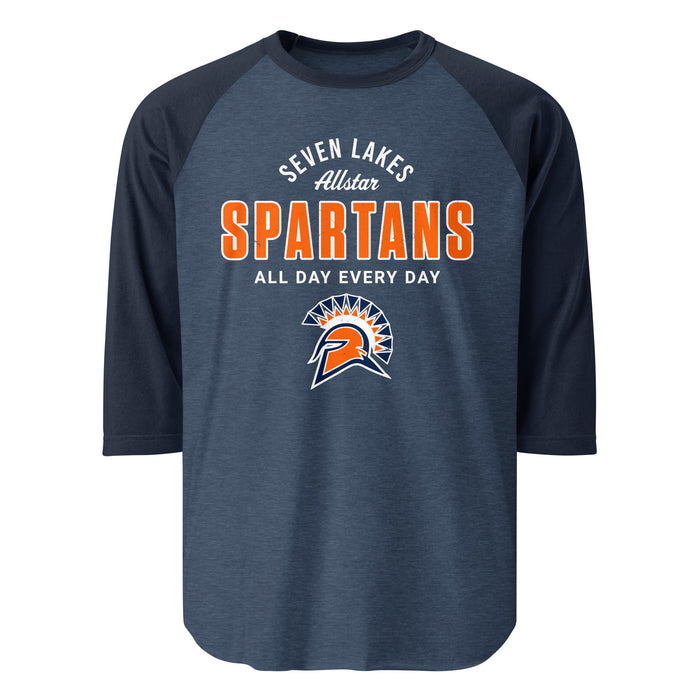 Seven Lakes High School Spartans Unisex 3/4 sleeve Raglan T-shirt 040