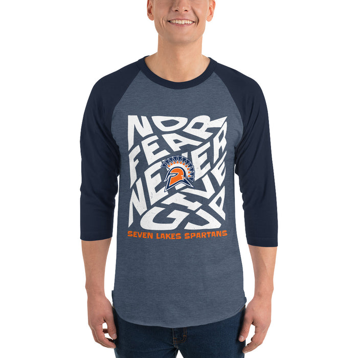 Man wearing Seven Lakes High School Spartans Unisex 3/4 sleeve Raglan T-shirt 236