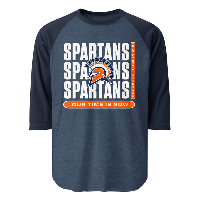 Seven Lakes High School Spartans Unisex 3/4 sleeve Raglan T-shirt 235