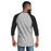 Back view of Hebron High School Hawks Unisex 3/4 sleeve Raglan T-shirt 234