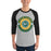 Man wearing a Klein Forest High School Unisex 3/4 Sleeve Raglan T-shirt 30