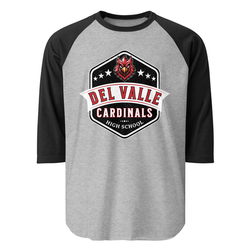 Del Valle High School Cardinals Unisex 3/4 sleeve Raglan T-shirt 209