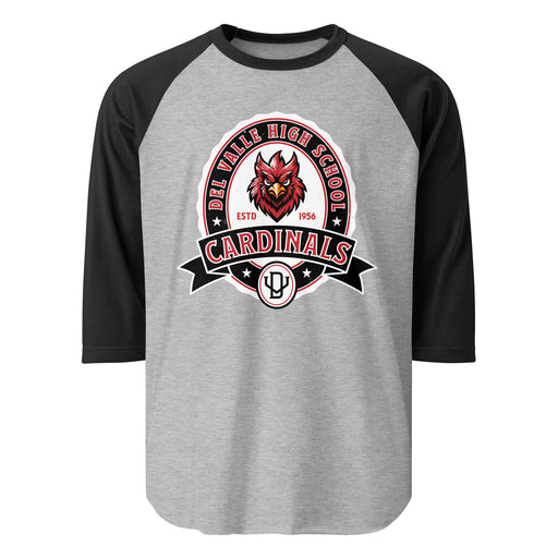 Del Valle High School Cardinals Unisex 3/4 sleeve Raglan T-shirt 212