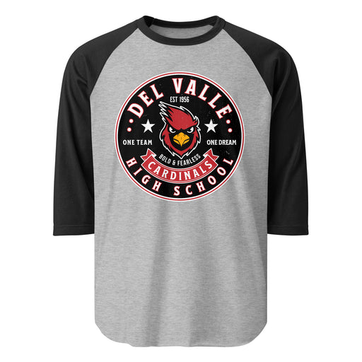 Del Valle High School Cardinals Unisex 3/4 sleeve Raglan T-shirt 215