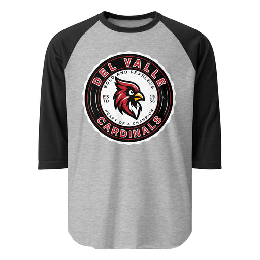 Del Valle High School Cardinals Unisex 3/4 sleeve Raglan T-shirt 216