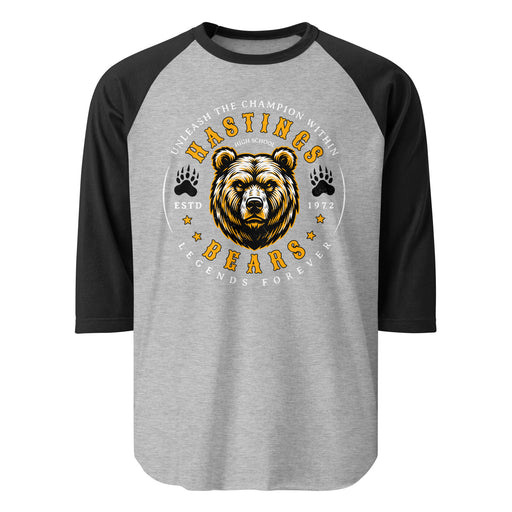 Hastings High School Bears Unisex 3/4 sleeve Raglan T-shirt 214