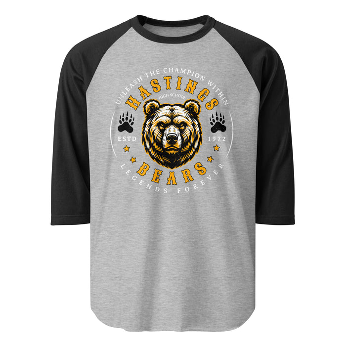 Hastings High School Bears Unisex 3/4 sleeve Raglan T-shirt 214