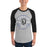 Man wearing Hebron High School Hawks Unisex 3/4 sleeve Raglan T-shirt 201