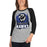 Woman wearing Hebron High School Hawks Unisex 3/4 sleeve Raglan T-shirt 202