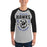 Man wearing Hebron High School Hawks Unisex 3/4 sleeve Raglan T-shirt 204