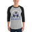 Man wearing Hebron High School Hawks Unisex 3/4 sleeve Raglan T-shirt 208