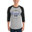 Man wearing Hebron High School Hawks Unisex 3/4 sleeve Raglan T-shirt 211