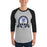 Man wearing Hebron High School Hawks Unisex 3/4 sleeve Raglan T-shirt 212