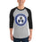 Man wearing Hebron High School Hawks Unisex 3/4 sleeve Raglan T-shirt 216