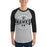 Man wearing Hebron High School Hawks Unisex 3/4 sleeve Raglan T-shirt 218