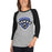 Woman wearing Hebron High School Hawks Unisex 3/4 sleeve Raglan T-shirt 221