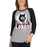 Woman wearing Langham Creek High School Lobos Unisex 3/4 sleeve Raglan T-shirt 202