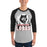 Man wearing Langham Creek High School Lobos Unisex 3/4 sleeve Raglan T-shirt 202