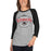 Woman wearing Langham Creek High School Lobos Unisex 3/4 sleeve Raglan T-shirt 211