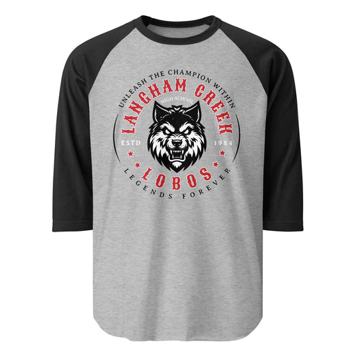 Langham Creek High School Lobos Unisex 3/4 sleeve Raglan T-shirt 214