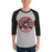 Man wearing Langham Creek High School Lobos Unisex 3/4 sleeve Raglan T-shirt 220