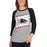 Woman wearing Langham Creek High School Lobos Unisex 3/4 sleeve Raglan T-shirt 223