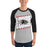 Man wearing Langham Creek High School Lobos Unisex 3/4 sleeve Raglan T-shirt 223