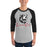 Man wearing Langham Creek High School Lobos Unisex 3/4 sleeve Raglan T-shirt 224