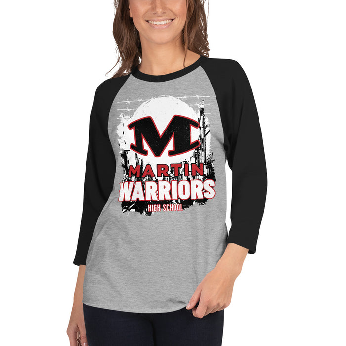 Woman wearing Martin High School Warriors Unisex 3/4 sleeve Raglan T-shirt 202