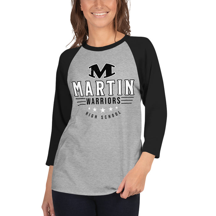 Woman wearing Martin High School Warriors Unisex 3/4 sleeve Raglan T-shirt 217