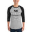 Man wearing Martin High School Warriors Unisex 3/4 sleeve Raglan T-shirt 217