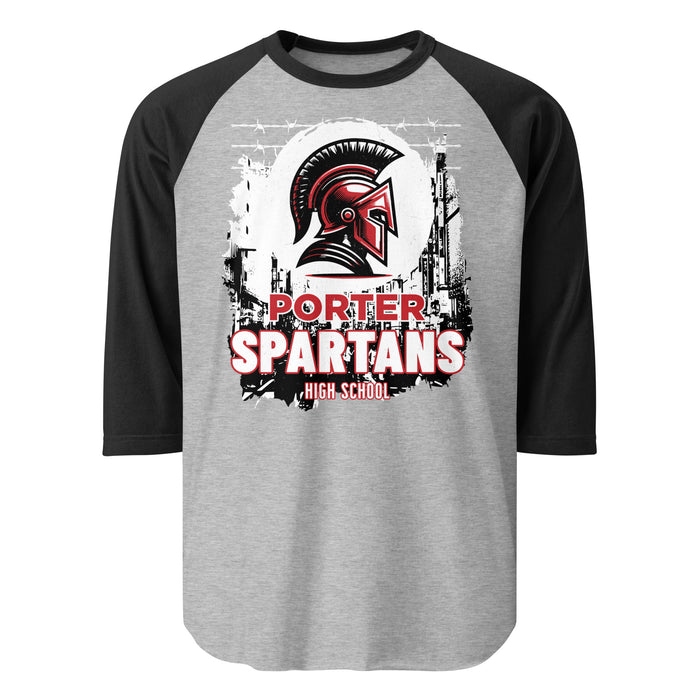 Porter High School Spartans Unisex 3/4 Sleeve Raglan T-shirt 202