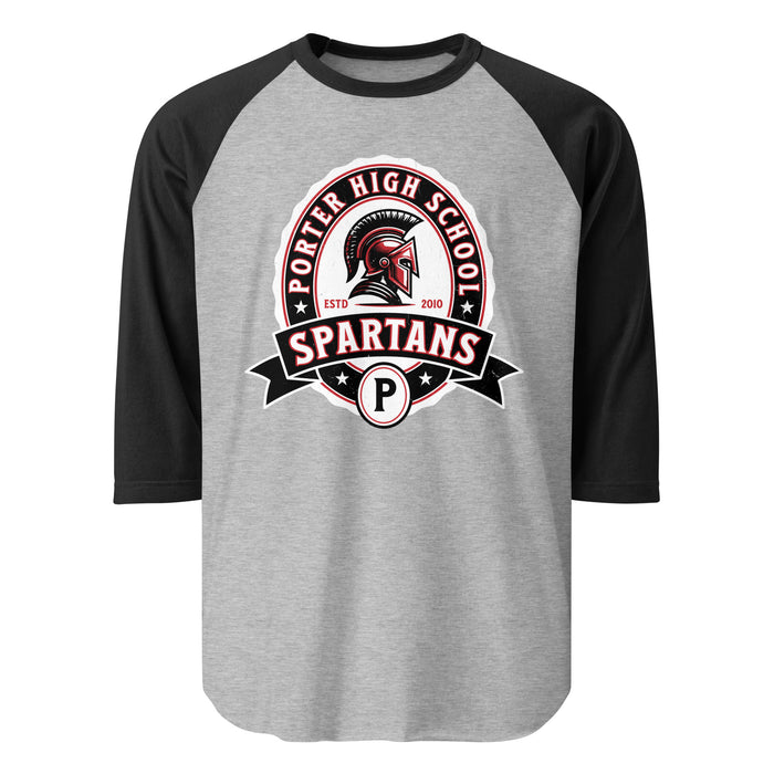 Porter High School Spartans Unisex 3/4 Sleeve Raglan T-shirt 212