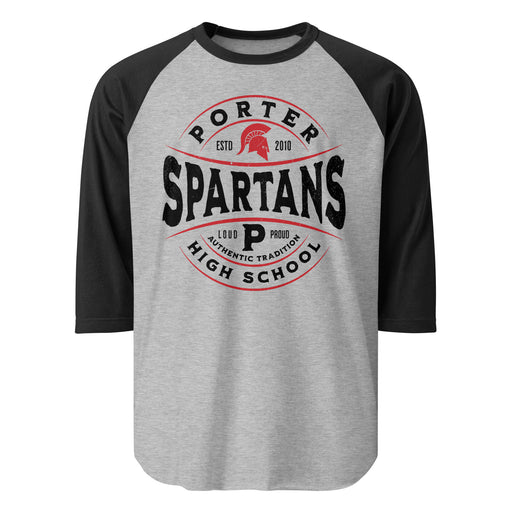 Porter High School Spartans Unisex 3/4 Sleeve Raglan T-shirt 218