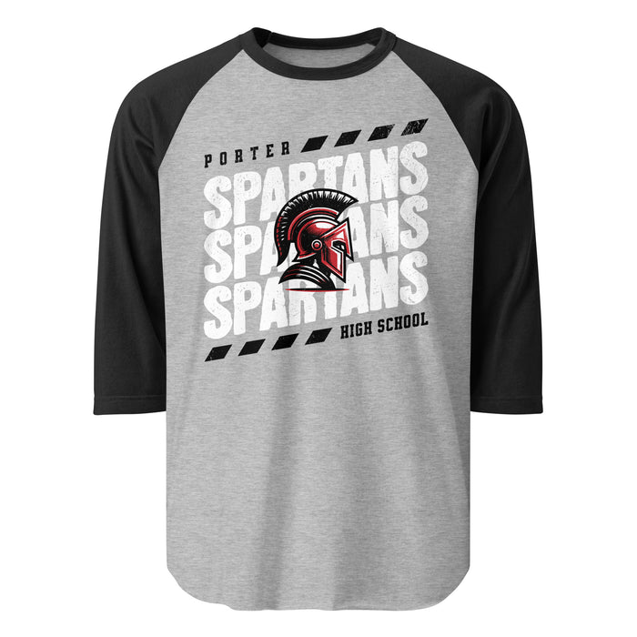 Porter High School Spartans Unisex 3/4 Sleeve Raglan T-shirt 223