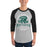 Man wearing Reagan High School Rattlers Unisex 3/4 sleeve Raglan T-shirt 206