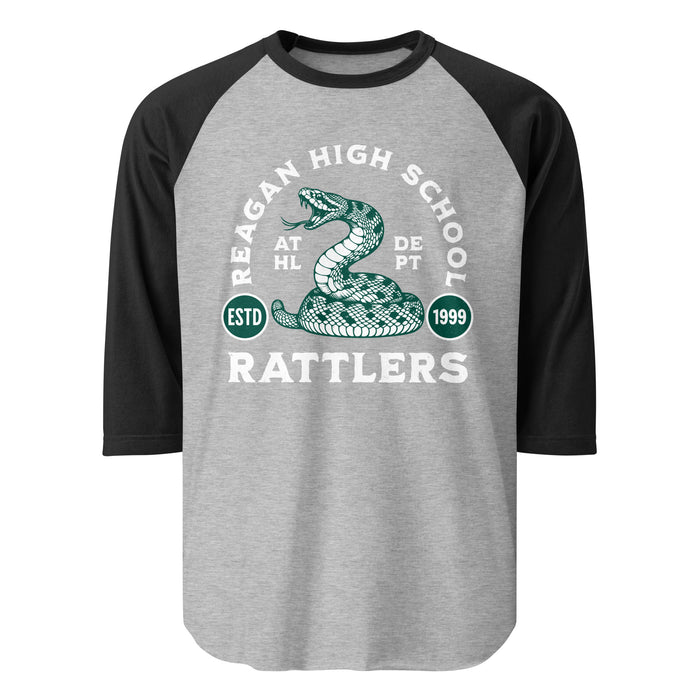 Reagan High School Rattlers Unisex 3/4 sleeve Raglan T-shirt 208