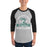 Man wearing Reagan High School Rattlers Unisex 3/4 sleeve Raglan T-shirt 208