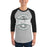 Man wearing Reagan High School Rattlers Unisex 3/4 sleeve Raglan T-shirt 218