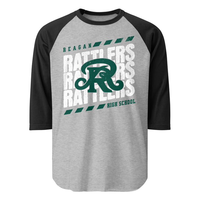 Reagan High School Rattlers Unisex 3/4 sleeve Raglan T-shirt 223