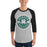 Man wearing Reagan High School Rattlers Unisex 3/4 sleeve Raglan T-shirt 203