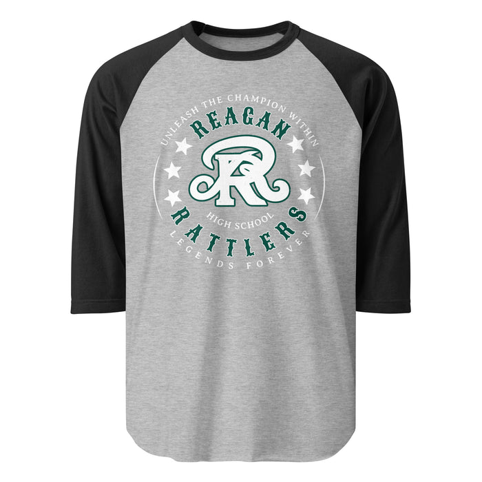 Reagan High School Rattlers Unisex 3/4 sleeve Raglan T-shirt 214