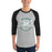 Man wearing Reagan High School Rattlers Unisex 3/4 sleeve Raglan T-shirt 214