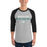 Man wearing Reagan High School Rattlers Unisex 3/4 sleeve Raglan T-shirt 222