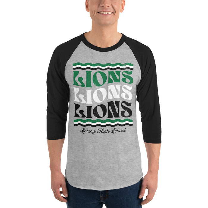 Man wearing Spring High School Lions Unisex 3/4 sleeve Raglan T-shirt 210