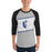 Man wearing St. Frederick High School Warriors Unisex 3/4 Sleeve Raglan T-shirt 223