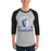 Man wearing St. Frederick High School Warriors Unisex 3/4 Sleeve Raglan T-shirt 208