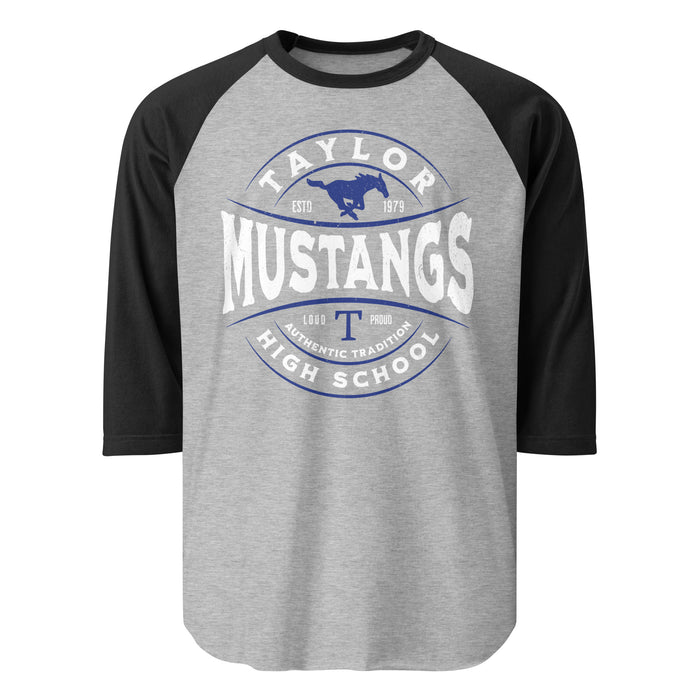 Taylor High School Mustangs Unisex 3/4 sleeve Raglan T-shirt 218