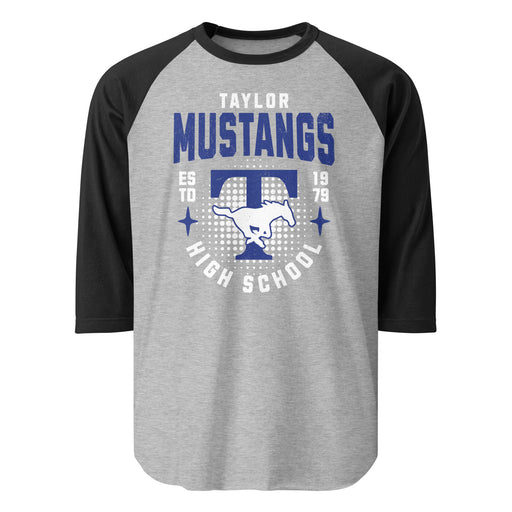 Taylor High School Mustangs Unisex 3/4 sleeve Raglan T-shirt 204